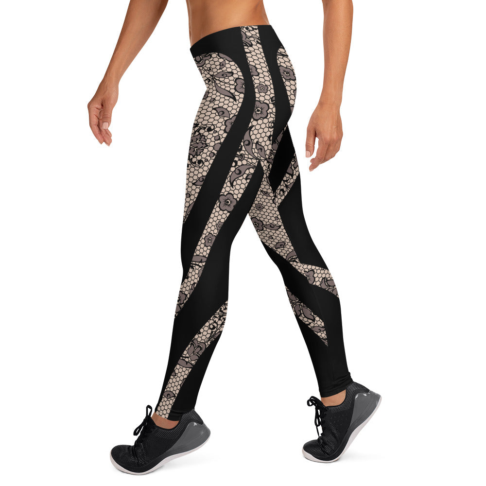 Floral Mesh Print Mid-Waist Leggings